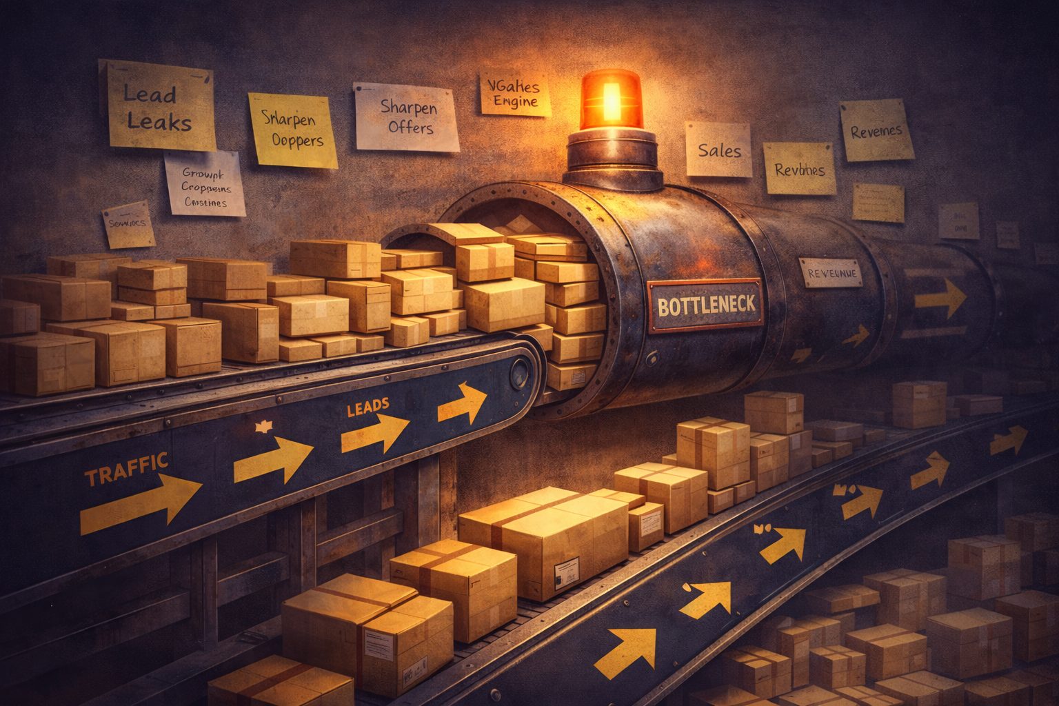 Business growth bottleneck illustration